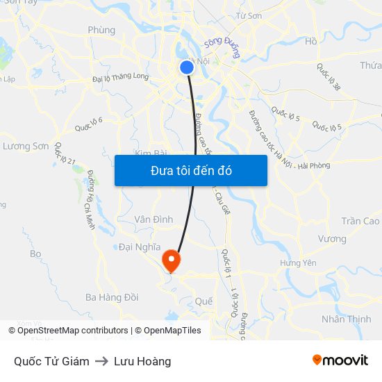 Quốc Tử Giám to Lưu Hoàng map