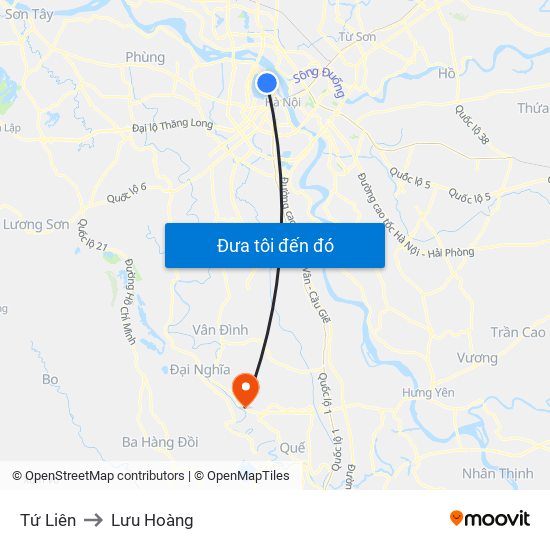 Tứ Liên to Lưu Hoàng map