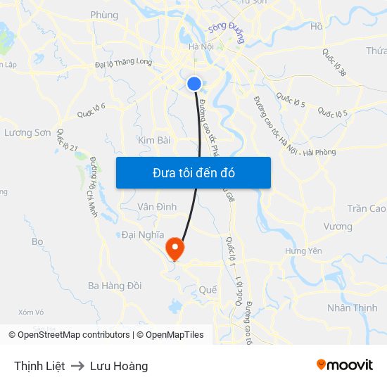 Thịnh Liệt to Lưu Hoàng map