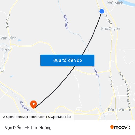 Vạn Điểm to Lưu Hoàng map