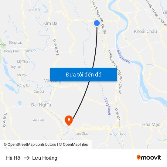 Hà Hồi to Lưu Hoàng map