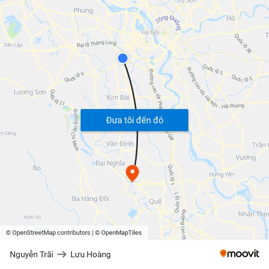 Nguyễn Trãi to Lưu Hoàng map