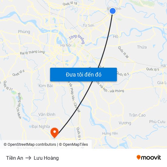 Tiền An to Lưu Hoàng map