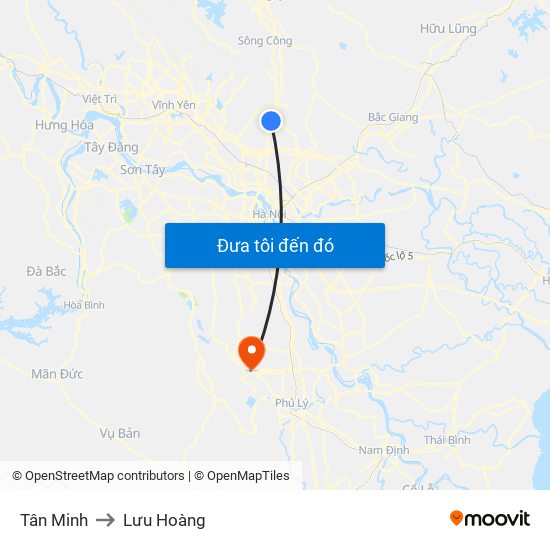 Tân Minh to Lưu Hoàng map