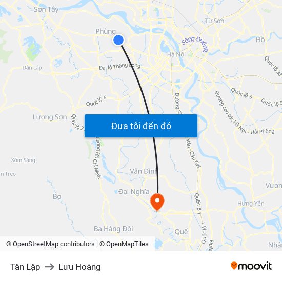 Tân Lập to Lưu Hoàng map