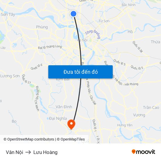 Vân Nội to Lưu Hoàng map
