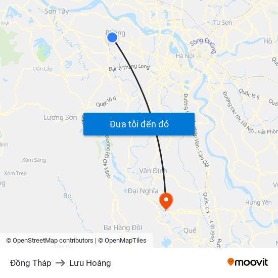 Đồng Tháp to Lưu Hoàng map