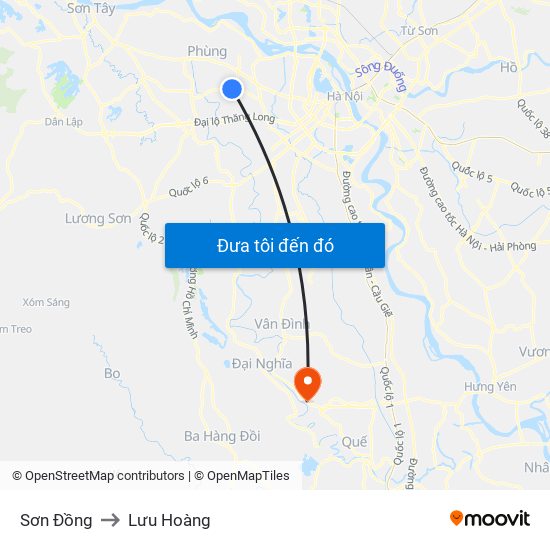 Sơn Đồng to Lưu Hoàng map