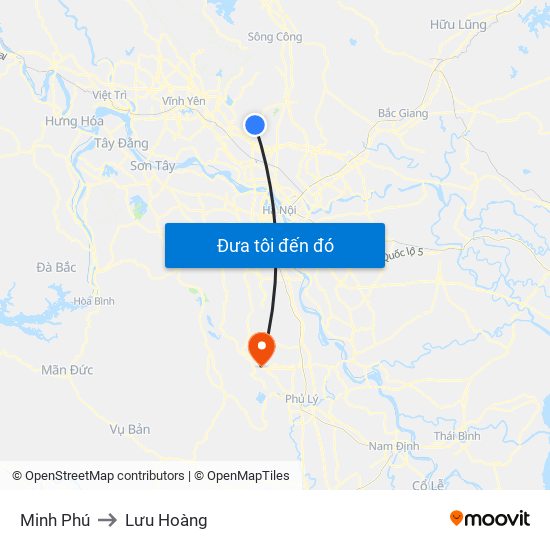 Minh Phú to Lưu Hoàng map