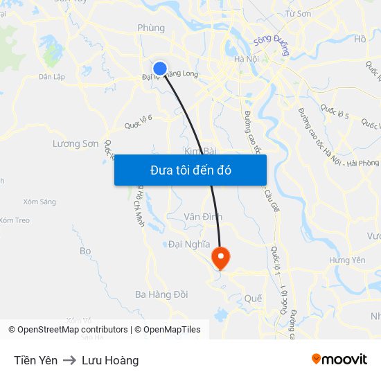 Tiền Yên to Lưu Hoàng map