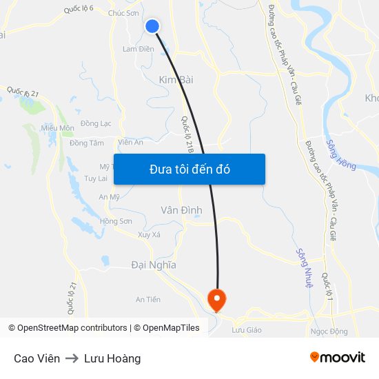 Cao Viên to Lưu Hoàng map