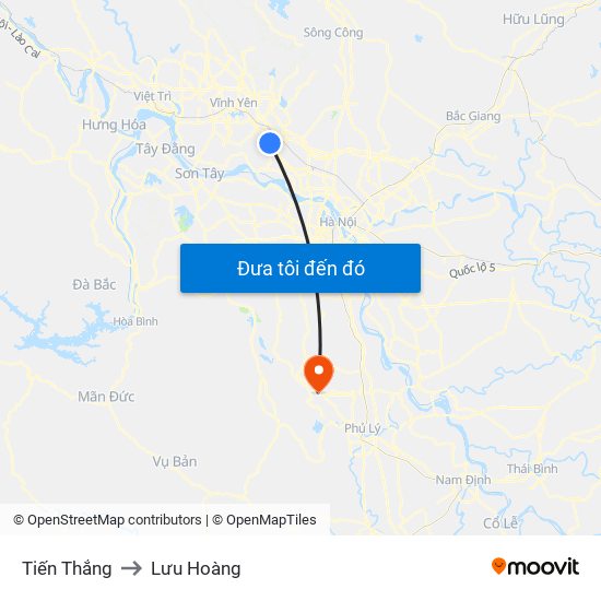 Tiến Thắng to Lưu Hoàng map