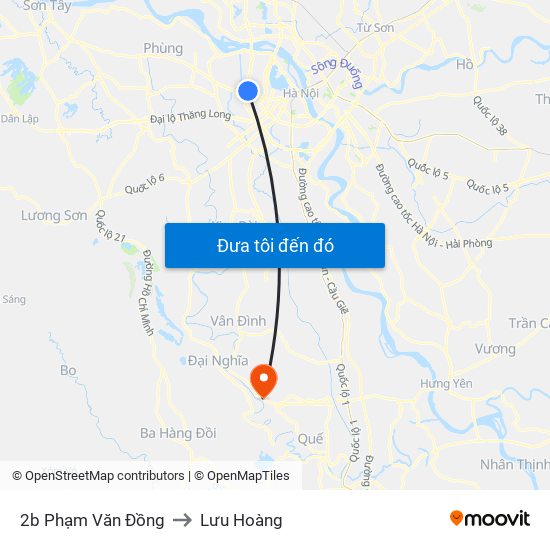 2b Phạm Văn Đồng to Lưu Hoàng map