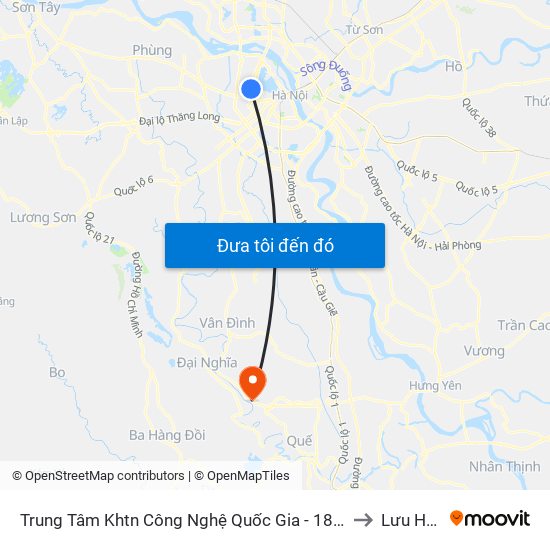Trung Tâm Khtn Công Nghệ Quốc Gia - 18 Hoàng Quốc Việt to Lưu Hoàng map
