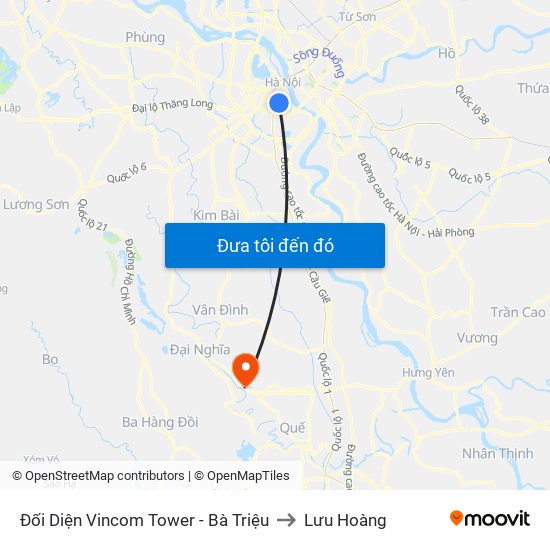 Đối Diện Vincom Tower - Bà Triệu to Lưu Hoàng map