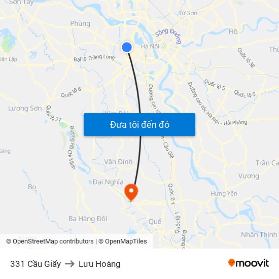 331 Cầu Giấy to Lưu Hoàng map