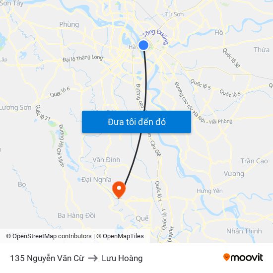 135 Nguyễn Văn Cừ to Lưu Hoàng map