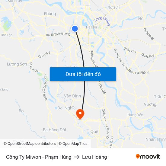 Công Ty Miwon - Phạm Hùng to Lưu Hoàng map
