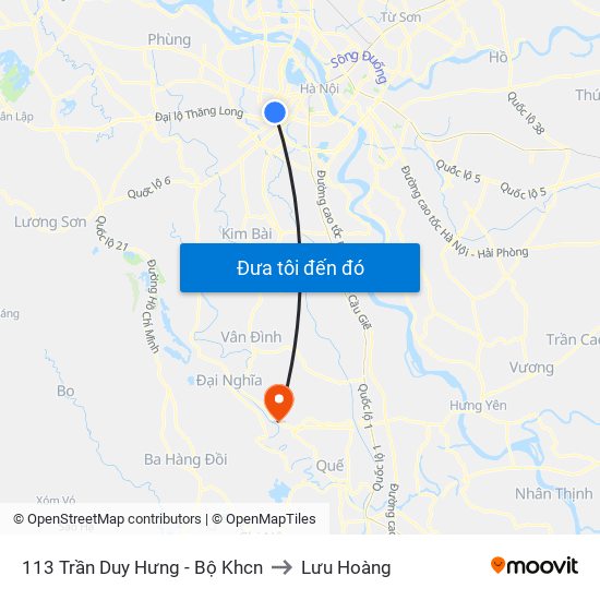 113 Trần Duy Hưng - Bộ Khcn to Lưu Hoàng map
