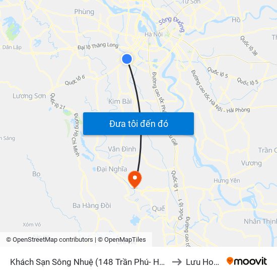 Khách Sạn Sông Nhuệ (148 Trần Phú- Hà Đông) to Lưu Hoàng map