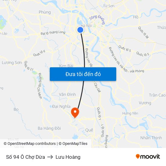 Số 94 Ô Chợ Dừa to Lưu Hoàng map