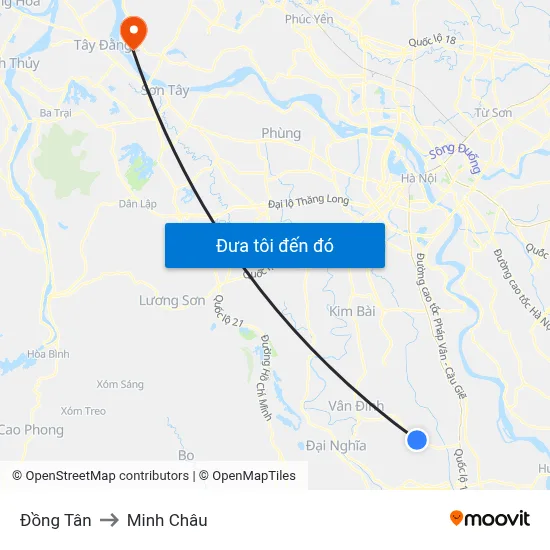 Đồng Tân to Minh Châu map
