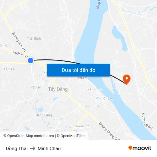 Đồng Thái to Minh Châu map