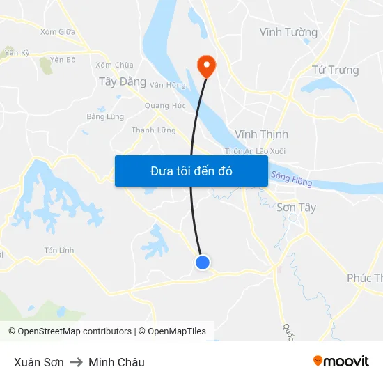 Xuân Sơn to Minh Châu map
