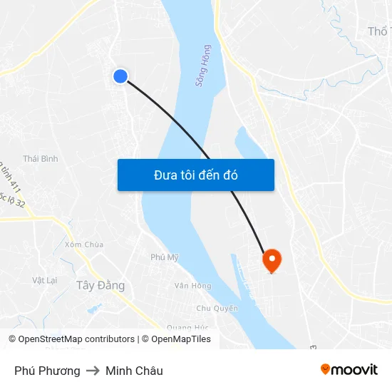 Phú Phương to Minh Châu map