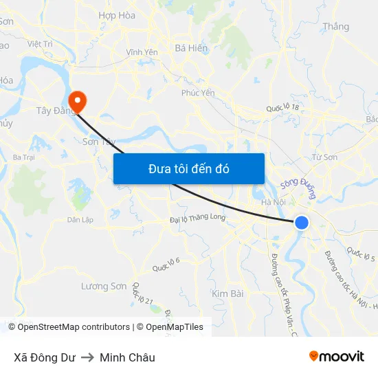 Xã Đông Dư to Minh Châu map