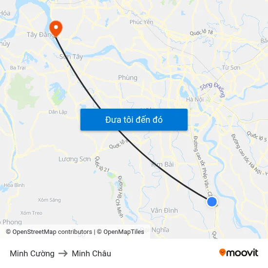 Minh Cường to Minh Châu map