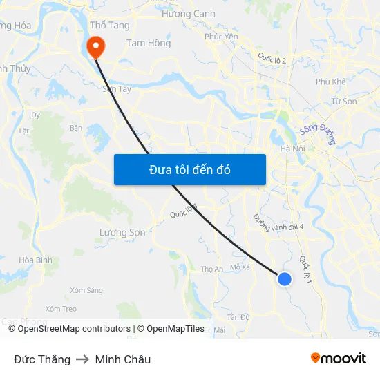 Đức Thắng to Minh Châu map