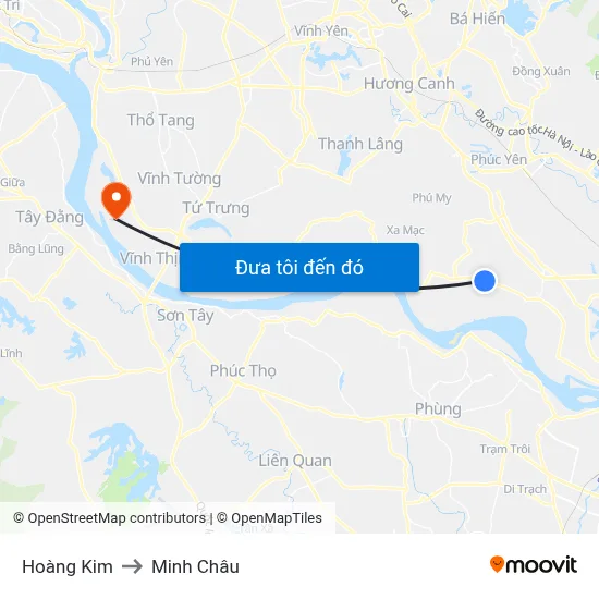 Hoàng Kim to Minh Châu map