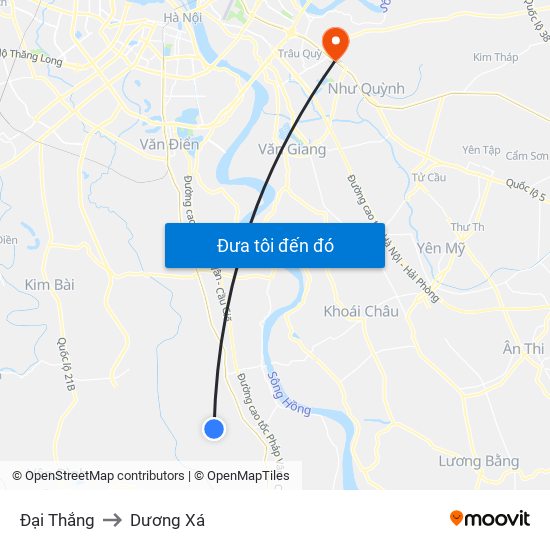 Đại Thắng to Dương Xá map