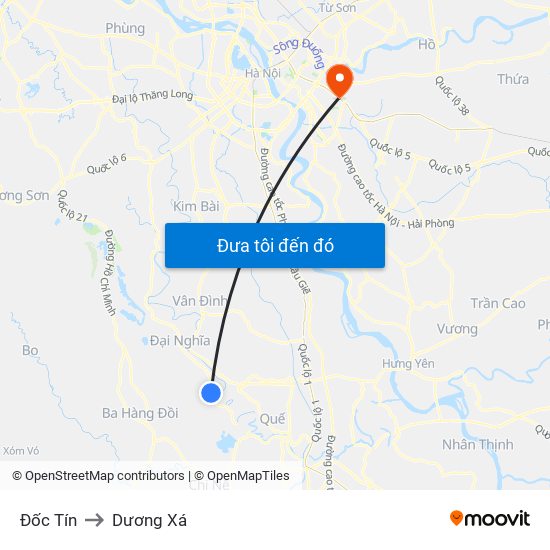 Đốc Tín to Dương Xá map