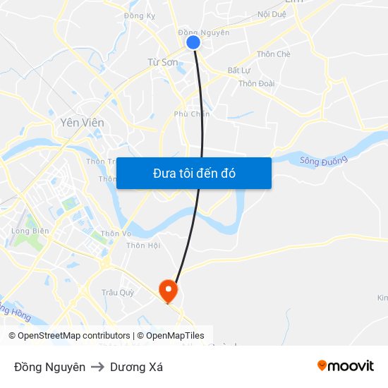 Đồng Nguyên to Dương Xá map