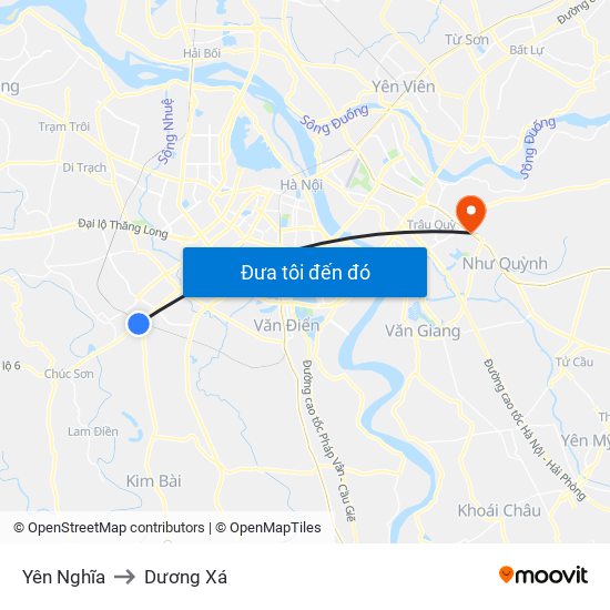 Yên Nghĩa to Dương Xá map