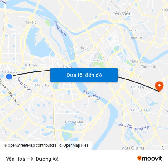 Yên Hoà to Dương Xá map