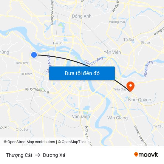 Thượng Cát to Dương Xá map