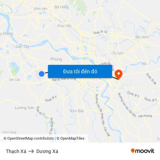 Thạch Xá to Dương Xá map