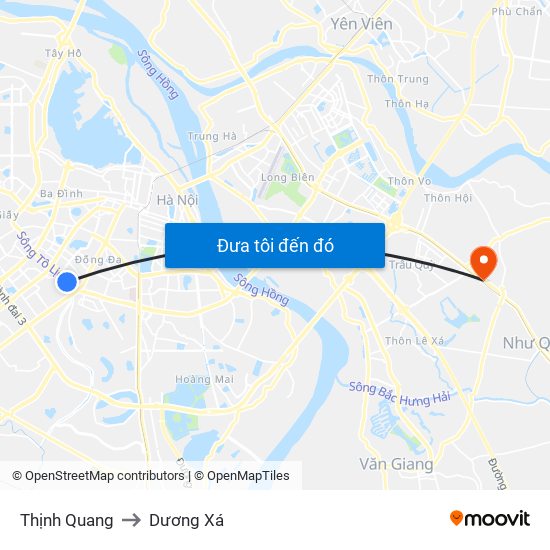 Thịnh Quang to Dương Xá map