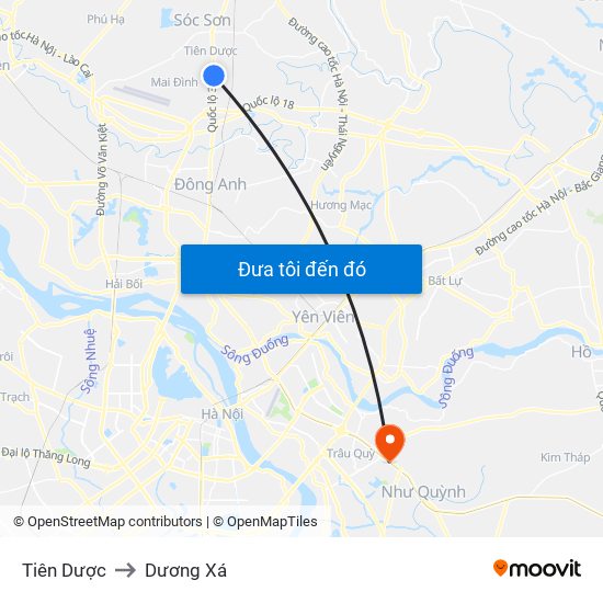 Tiên Dược to Dương Xá map