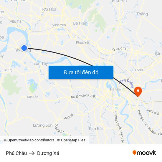 Phú Châu to Dương Xá map