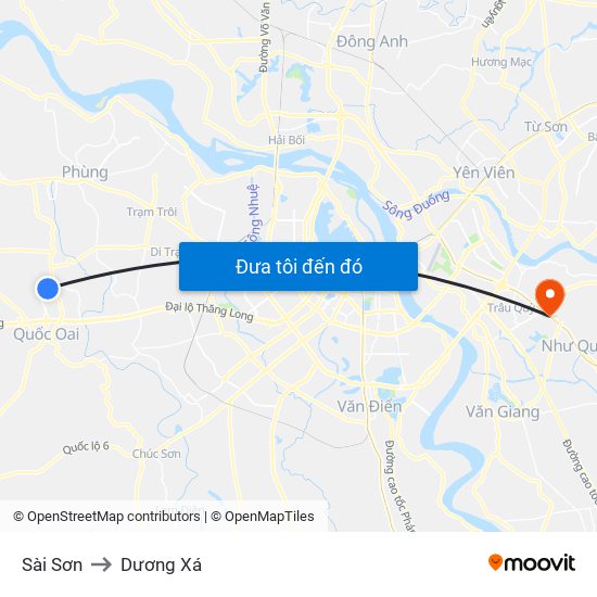 Sài Sơn to Dương Xá map
