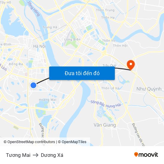 Tương Mai to Dương Xá map