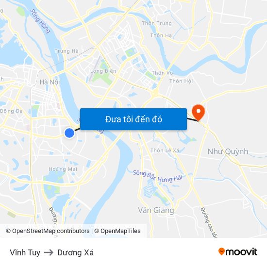 Vĩnh Tuy to Dương Xá map