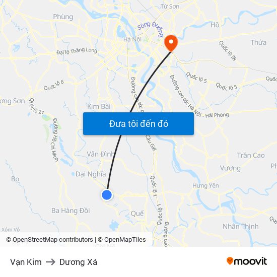 Vạn Kim to Dương Xá map