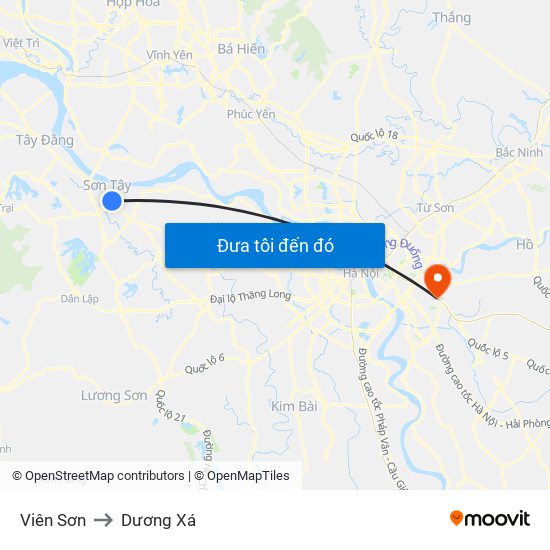 Viên Sơn to Dương Xá map