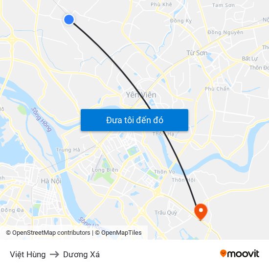 Việt Hùng to Dương Xá map