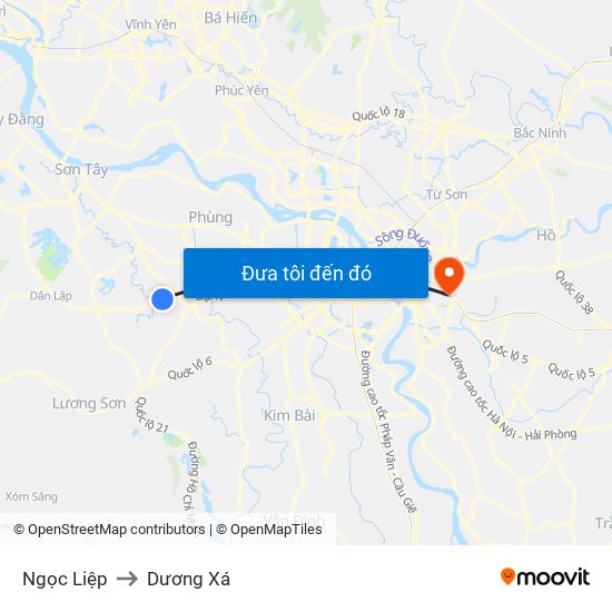 Ngọc Liệp to Dương Xá map